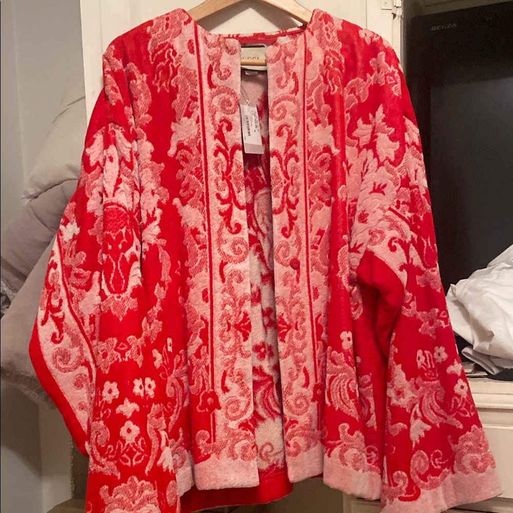 Gucci Red and White Floral Jacket